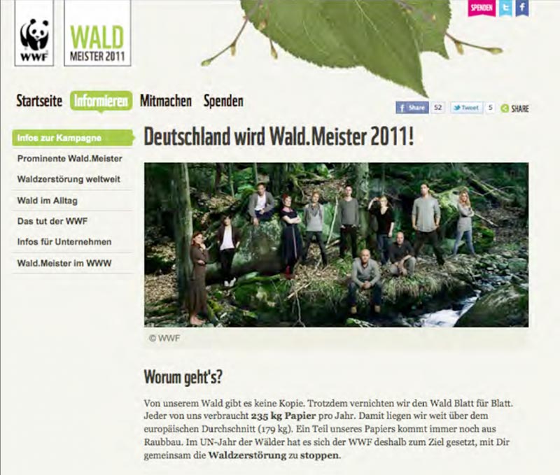 Kampagne ‚Wald.Meister‘, Kunde: WWF